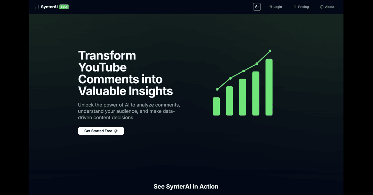 Screenshot of SynterAI website